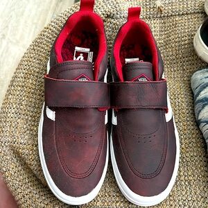 Vans Burgundy and White Sneakers